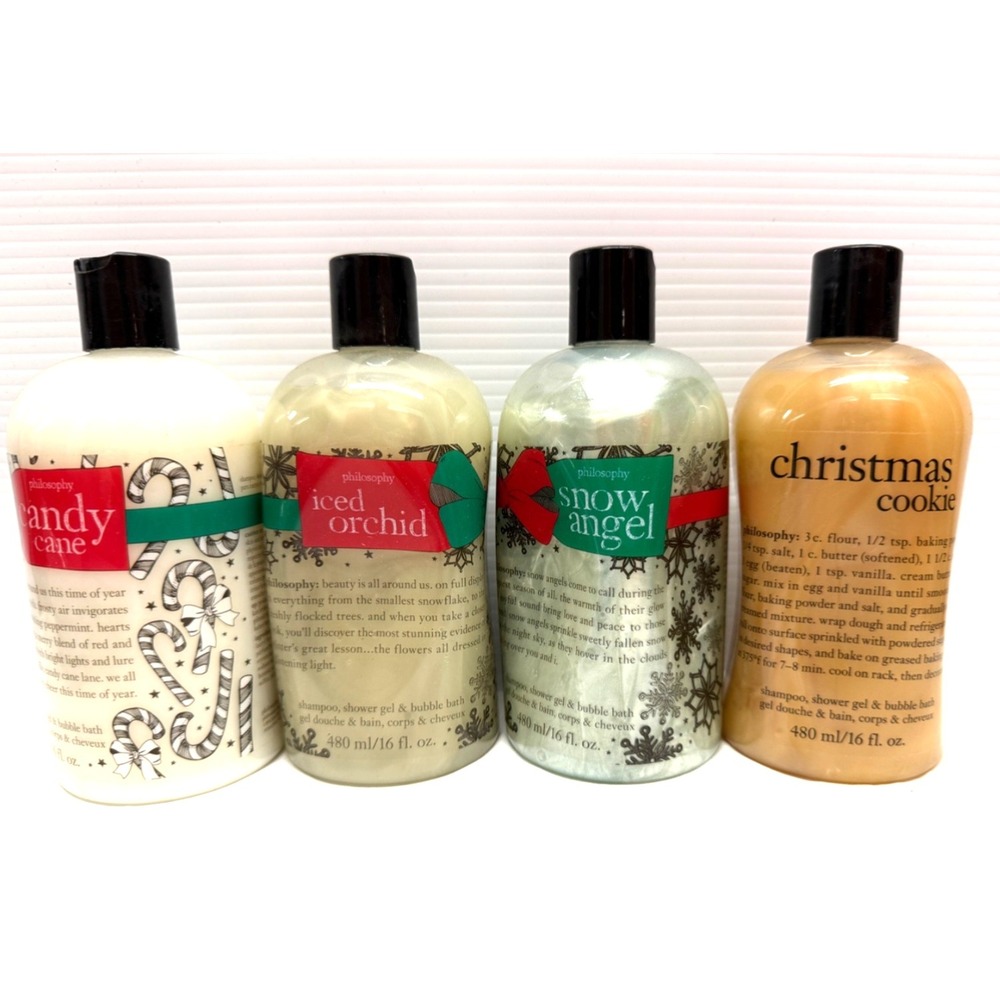 HOLIDAY Philosophy Shampoo, Shower Gel & Bubble Bath Gel Lot of 4, 16 oz,